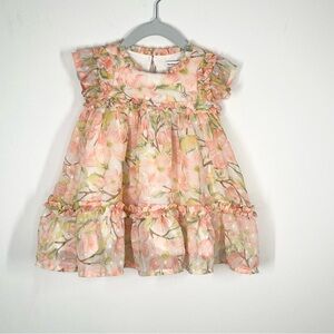 Cupcakes and Cashmere Peach Pink Floral Ruffle Party Spring Dress 18 Months